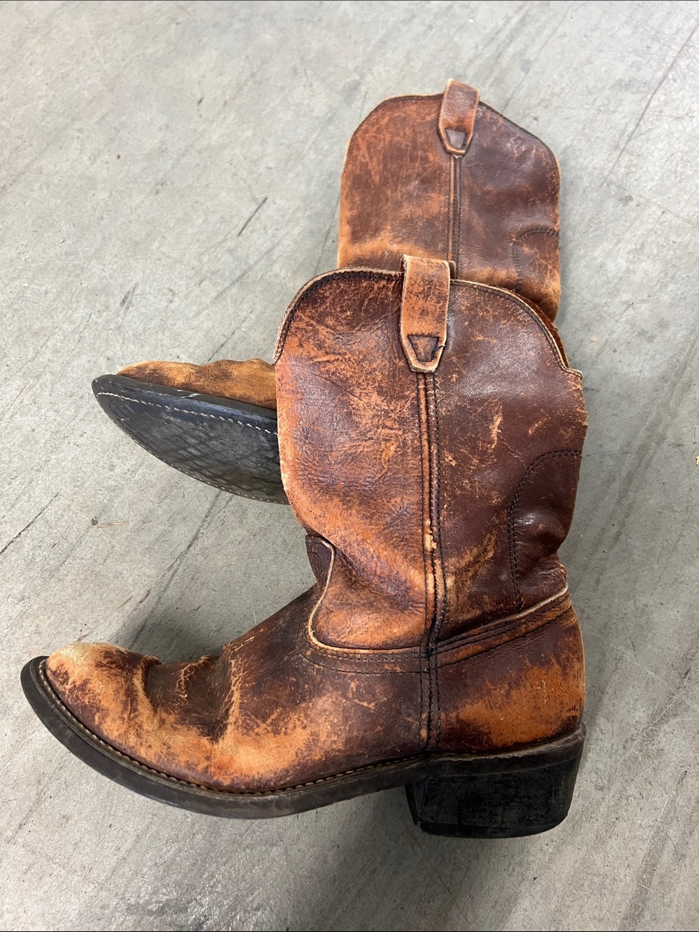 Brown Distressed Leather Ankle Boots - Men's Western Booties